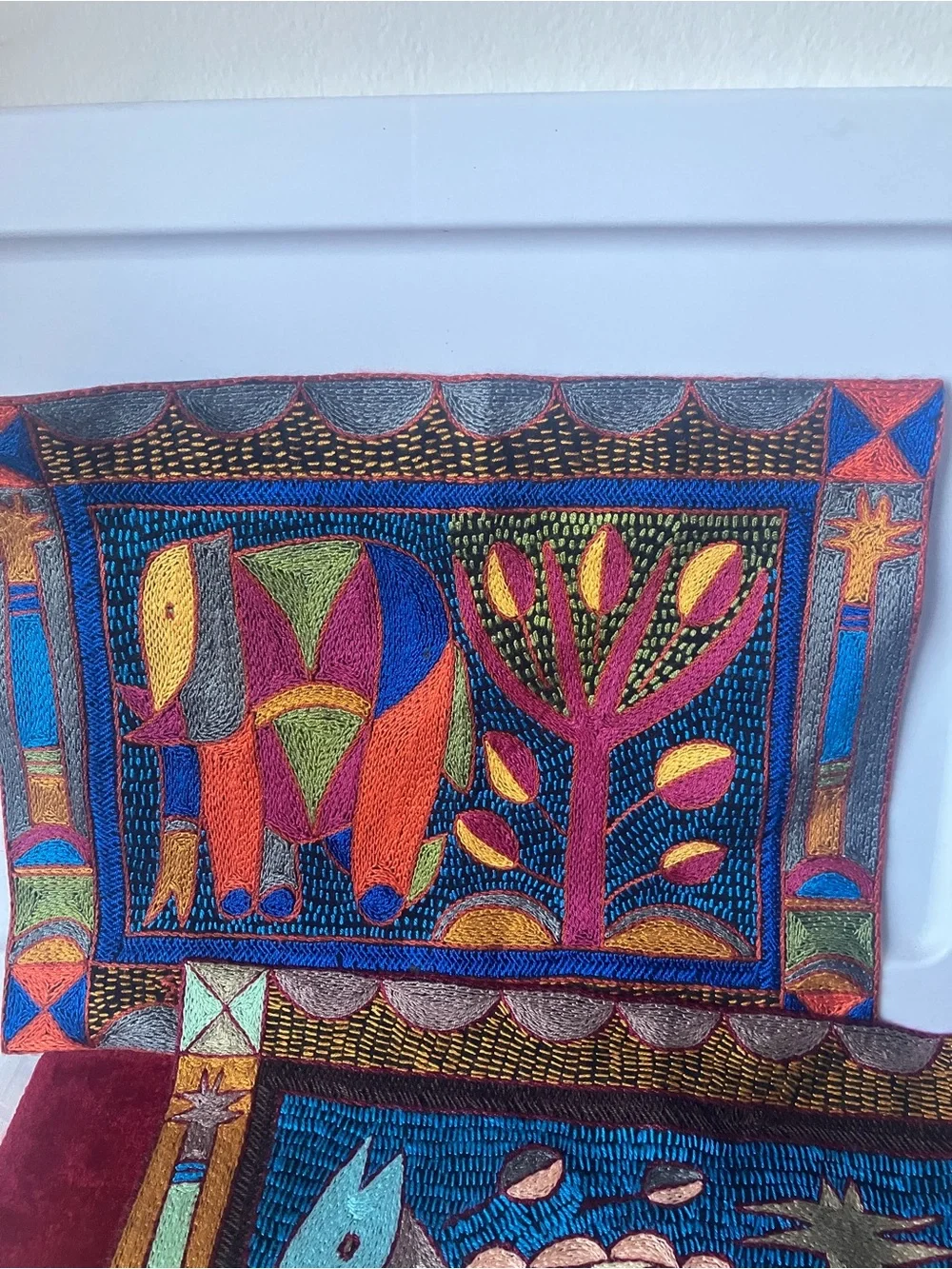 NEW 4 Kaross Safari Animals Embroidered Placemats Tapestry South Africa Art.